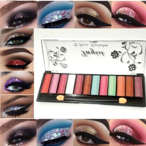 12 Colors Eyeshadow Palette Glitter Premium Pigments